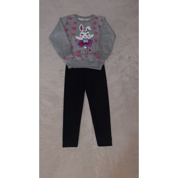 Conj. blusão e legging flanelado (cinza/preto) infantil
